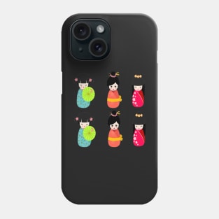 Japanese Dolls - Red Phone Case