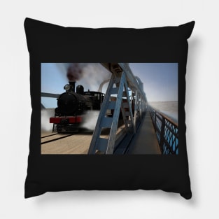 G Class Steam Train crossing the motor/railway bridge, Murray Bridge Pillow