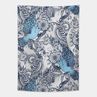 Flight of Fancy - navy, blue, grey Tapestry