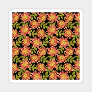 Red Chrysanthemum Floral Pattern Magnet