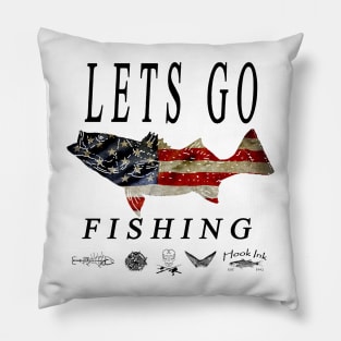 Lets go fishing American flag style Pillow