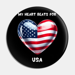 My Heart Beats For USA Flag Pin