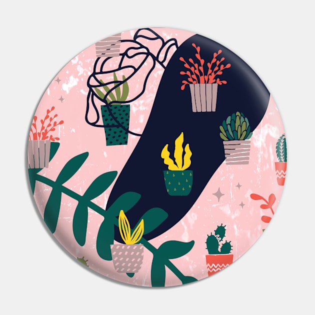 Potted Cactus Plant Pinkish Pin by FoxParadox