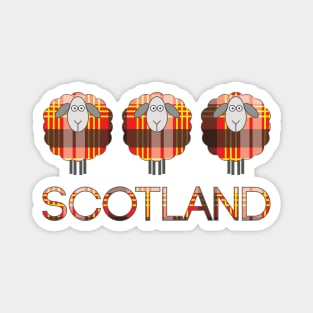 Trio of Scottish Red, Yellow, Black and White Tartan Patterned Sheep Magnet