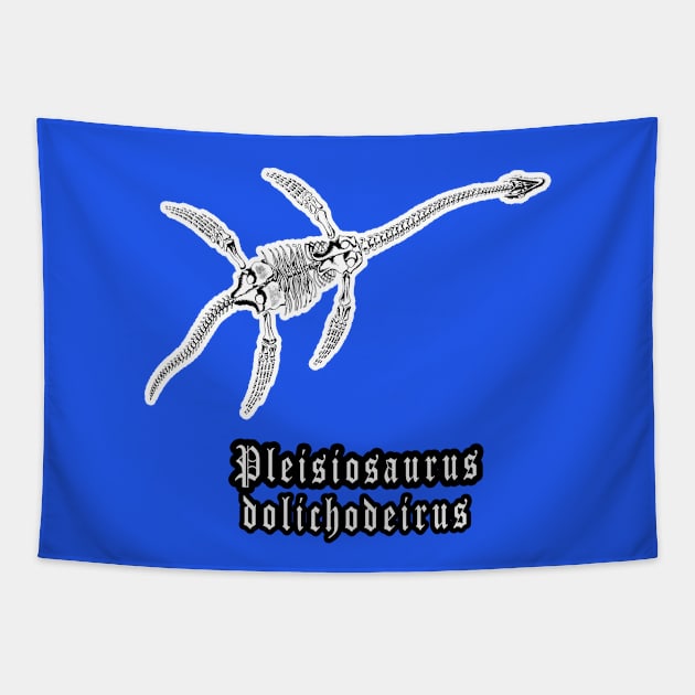 🦖 Fossil Skeleton of a Plesiosaurus dolichodeirus Dinosaur Tapestry by Pixoplanet