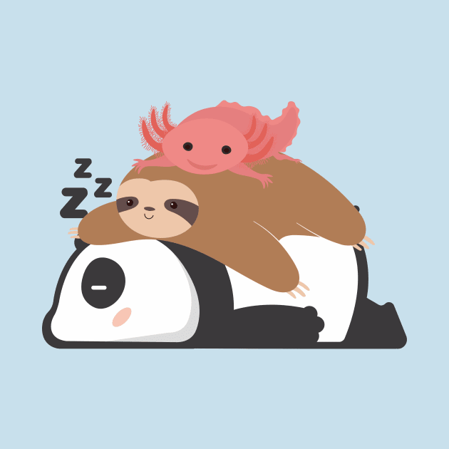 Panda Sloth Axolotl Stack Funny by DesignArchitect