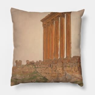 Ruins of the Temple of Zeus, Baalbek by Frederic Edwin Church Pillow