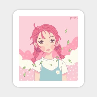 Kawaii Anime Pink Hair Girl Magnet