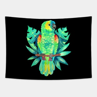 Amazon Parrot Tropical Watercolor Tapestry