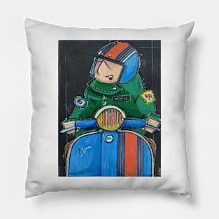 Retro Scooter, Classic Scooter, Scooterist, Scootering, Scooter Rider, Mod Art Pillow