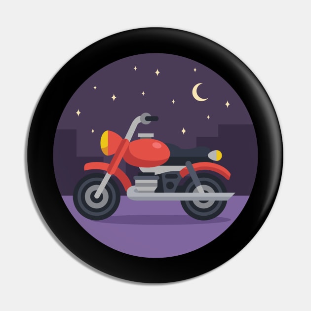 Motorcycling at night - Moon Night Midnight Biker Pin by Shirtbubble