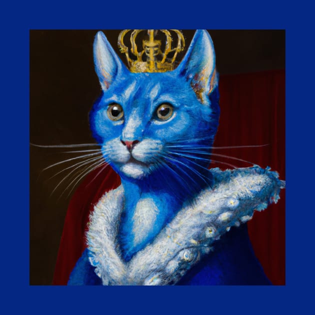 Royal Blue Cat Wearing Crown by Star Scrunch