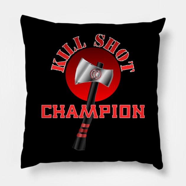 Kill Shot Champion Competition Throwing Axe Pillow by geodesyn