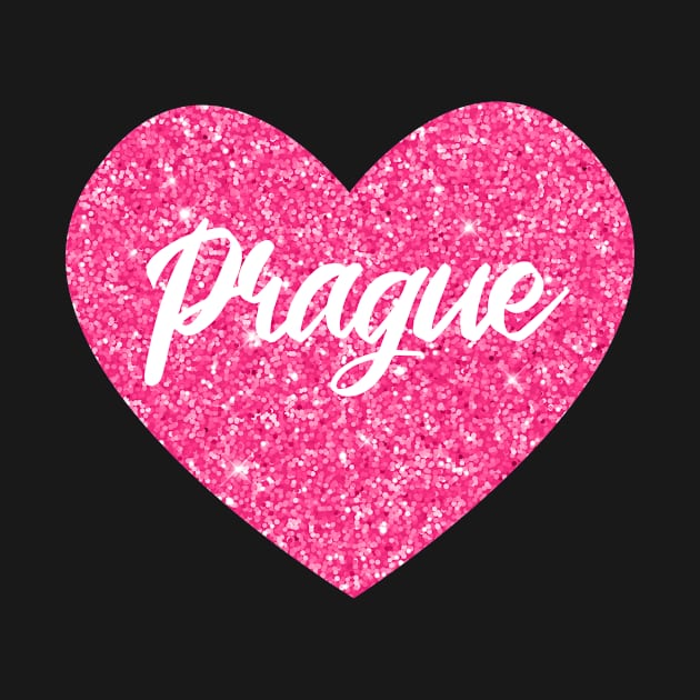 I Love Prague Czech Republic Pink Heart Gift for Women and Girls by JKFDesigns