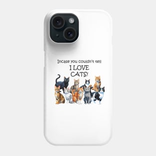 Incase you couldn't tell - I love cats - funny watercolour cat design Phone Case