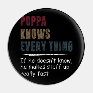 Poppa Knows Everything Makes Stuff Up Real Fast Vintage Pin