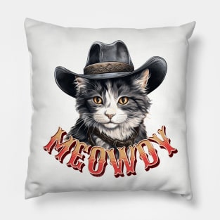 Meowdy Cowboy Cat Pillow