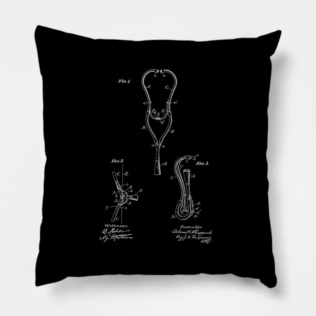 Stethoscope Vintage Patent Drawing Pillow by TheYoungDesigns