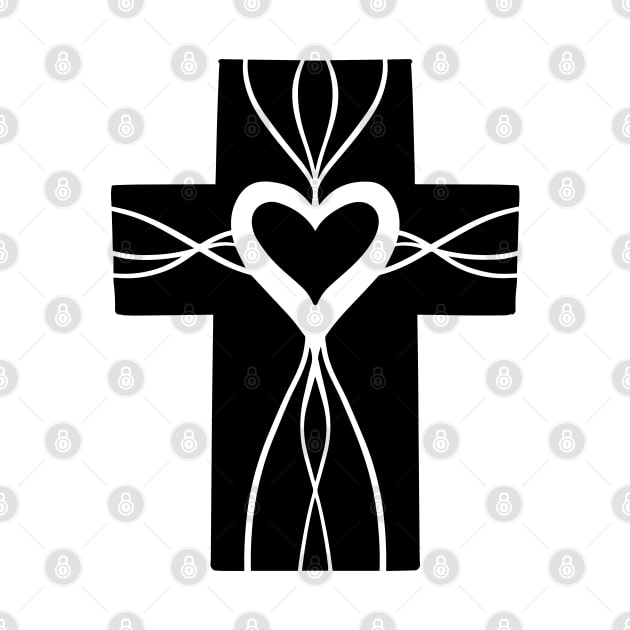 Religious Cross Faith line Art Heart Design by Squeeb Creative