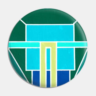 Yellow Blue Green Geometric Abstract Acrylic Painting Pin