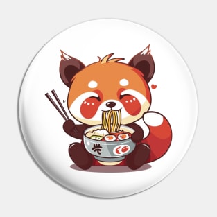 Cute Red Panda eating ramen Pin