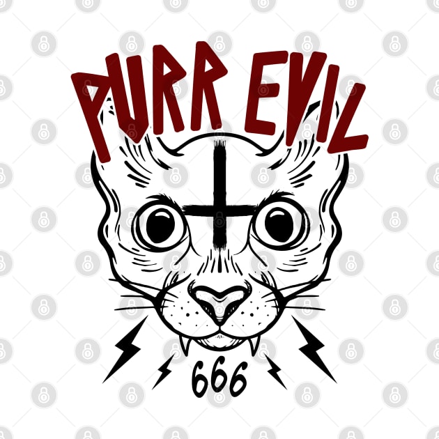 PURR EVIL - SATANIC CAT - OCCULT CAT - FUNNY CAT OCCULT by Tshirt Samurai