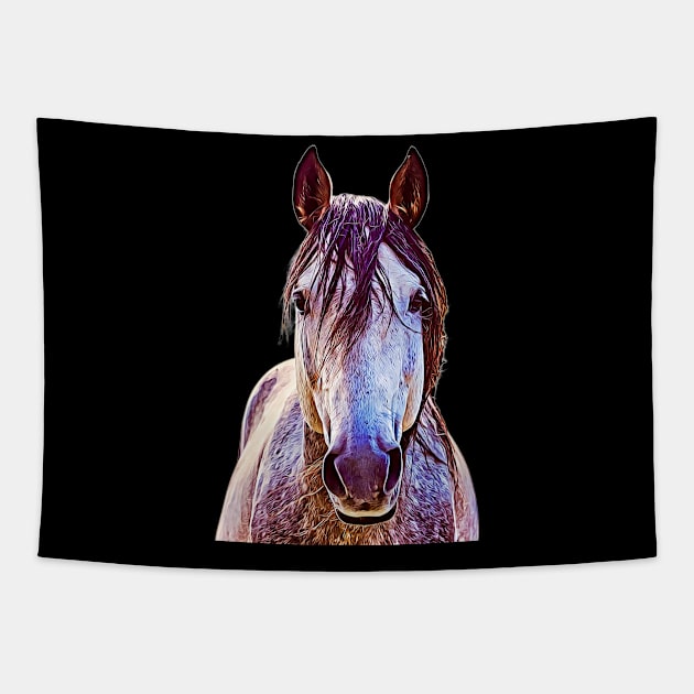 Oil Paint White Horse Tapestry by Unboxed Mind of J.A.Y LLC 