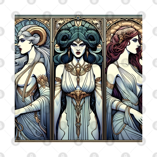 Bad Girl Triptych: Lilith, Medusa, and Jezebel by Delulu Designs