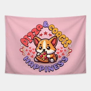 Corgi Pizza Happiness Tapestry