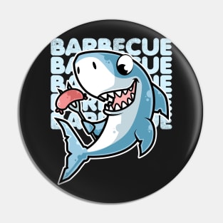 Shark Cooking Sausages Barbecue BBQ print Pin