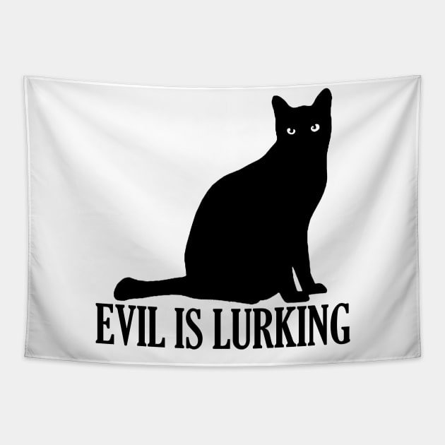 Evil is Lurking Black Cat Tapestry by giovanniiiii