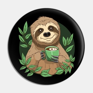 Cute Sloth With Coffee Pin