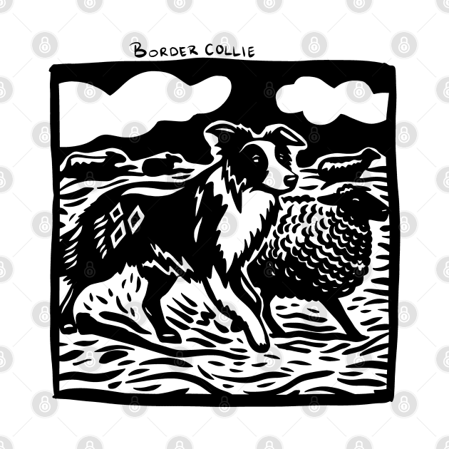 Border Collie Stamp Art by aliasafia