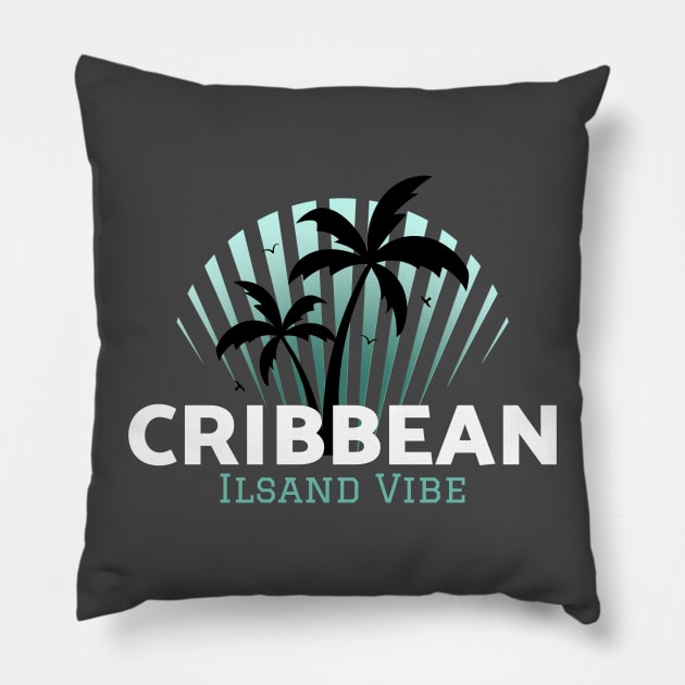 Caribbean island vibe palm tree Pillow by Irie Adventures