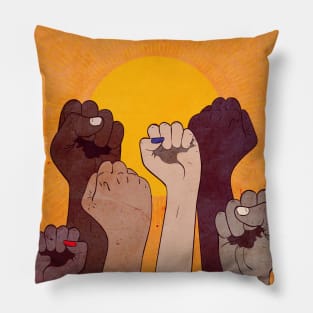 Fist raised and sun Pillow