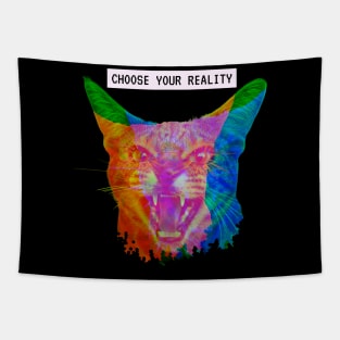 Katze Reality Line Art Vaporwave Party Techno Fun Tapestry