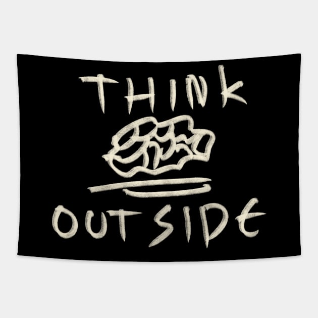 Hand Drawn Think Outside Tapestry by Saestu Mbathi