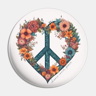 Choose Inner Peace Floral Heart Pin