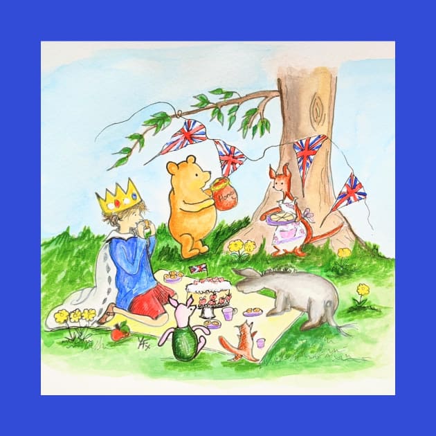 Winnie The Pooh Coronation Tea Party by Yvonne Flannery