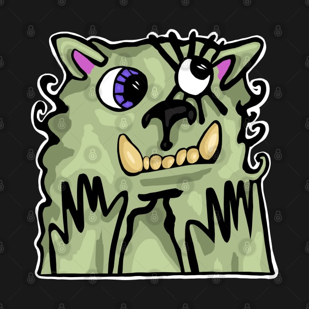 Green Fluffy Imaginary Friend Monster by wildjellybeans