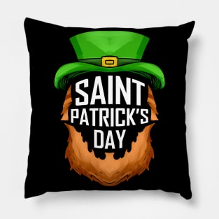 Red Beard And Green Hat Logo For St. Patricks Day Pillow