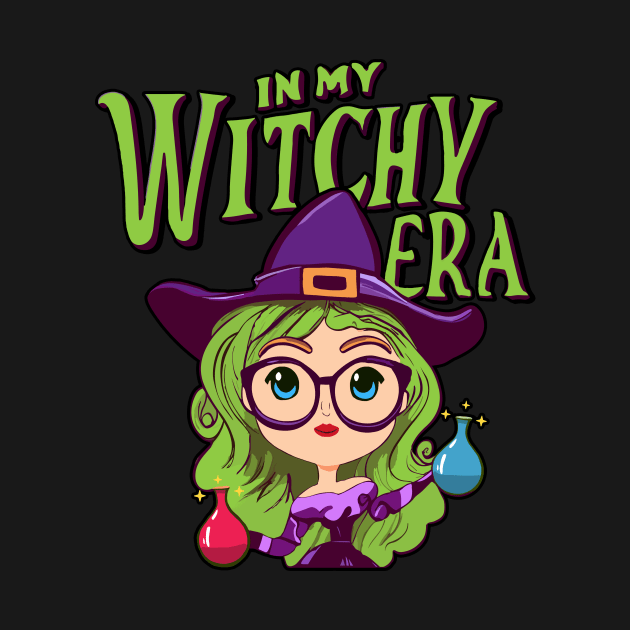 In My Witchy Era Tee Halloween Cute witch holding potions by KromADesign