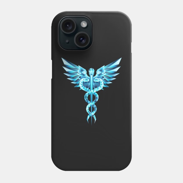 Caduceus Crystal Symbol on Black Background Phone Case by Blackmoon9