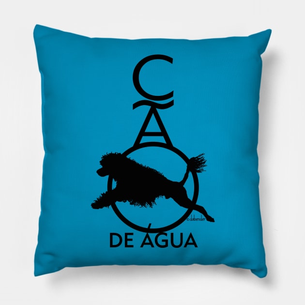 Portuguese Water Dog Diving Cao de Agua Pillow by avondalealley