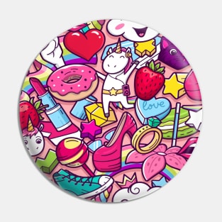 Unicorn pattern rainbow magical Pin