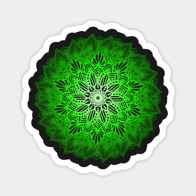 Green Digital Mandala Magnet by TheHermitCrab
