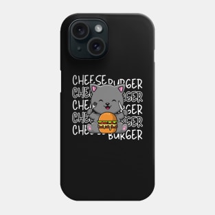 Cute cat eating Cheeseburger Phone Case