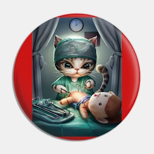 Cute cat surgeon performing surgery Pin