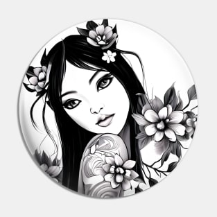 girl tatoo art flowers Pin