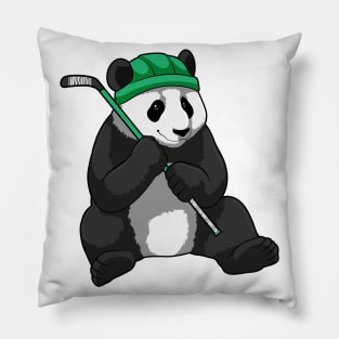 Panda at Ice hockey with Ice hockey stick Pillow